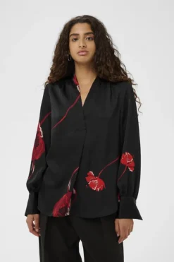 Inwear naisten paitapusero DAWNIW V-NECK Black, Poppy Rose