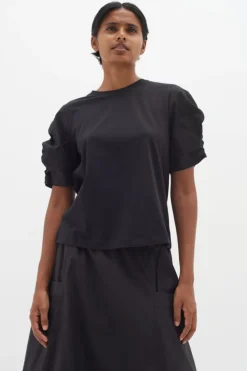 Inwear naisten t-paita, K-PAYANA WOVEN TRIM T-SHIRT Black