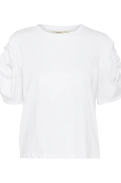 Inwear naisten t-paita, K-PAYANA WOVEN TRIM T-SHIRT Pure White