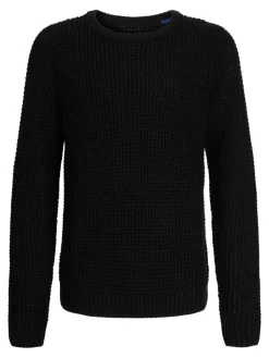 Jack and Jones Junior lasten neulepusero JJGLOBAL KNIT CREW NECK JNR, musta