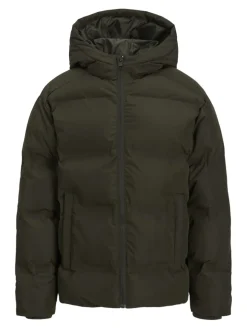Jack and jones junior toppatakki, JJESOHO PUFFER HOOD JNR Tummanvihreä