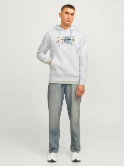 Jack and Jones miesten huppari, JORPORTLAND BLOCK SWEAT HOOD LN Vaaleanharmaa