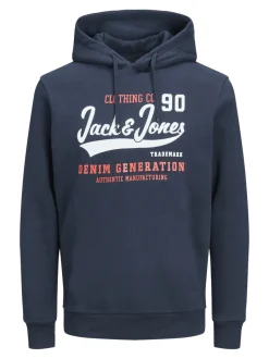 Jack and Jones Miesten Huppari, JJELOGO SWEAT HOOD Navy Blazer