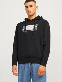 Jack and Jones miesten huppari, JORPORTLAND BLOCK SWEAT HOOD LN Black