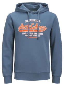 Jack and Jones Miesten Huppari, JJELOGO SWEAT HOODIE NOOS Oceanview