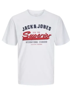 Jack and Jones miesten t-paita, JJELOGO TEE SS O-NECK 2 COL SS25 SN White
