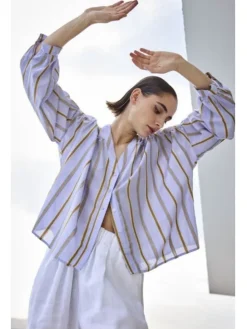 JcSophie naisten pusero, GARNER BLOUSE Raidallinen Sininen