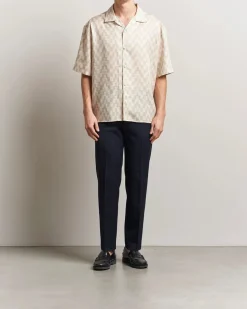 J.Lindeberg miesten lyhythihainen kauluspaita, ELLIS STACK BRIDGE PRINT beige