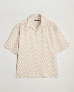 J.Lindeberg miesten lyhythihainen kauluspaita, ELLIS STACK BRIDGE PRINT beige