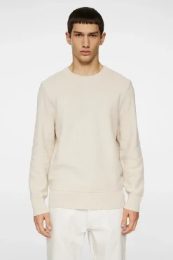 J.Lindeberg miesten neule, ARTHUR KNIT ORG COTTON Luonnonvalkoinen