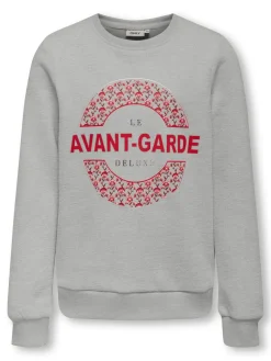 Kids Only lasten college, KOGLENA LS AVANT GARDEN O-NECK Vaaleanharmaa