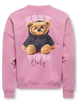 Kids Only lasten collegepaita KOGBILA PRINT O-NECK SWEAT NOOS, vaaleanpunainen