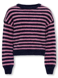 Kids Only lasten neule, KOGNEWPIUMO LS PULLOVER NOOS Raidallinen Pinkki