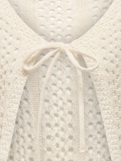 Kids Only lasten neule, KOGMARINA LIFE LS CROP V-NECK TIE KNT Luonnonvalkoinen