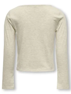 Kids Only lasten paita, KOGFELINA L/S BOATNECK SLIT TOP Beige