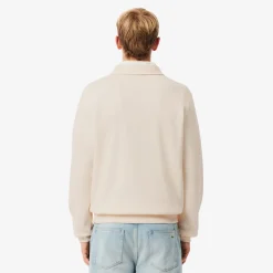 Lacoste miesten collegepaita Classic Fit Polo Collar Ribbed Sweater, luonnonvalkoinen