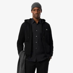 Lacoste Miesten Huppari, LACOSTE REGULAR FIT BRUSHED ZIPPERED Musta