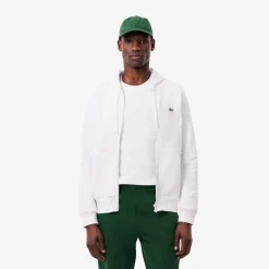 Lacoste Miesten Huppari, LACOSTE REGULAR FIT BRUSHED ZIPPERED Valkoinen