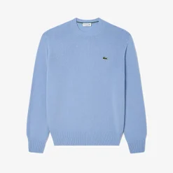 Lacoste miesten neulepusero K MONOCHROME CARDED WOOL NECK SWEATER, vaaleansininen