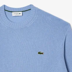 Lacoste miesten neulepusero K MONOCHROME CARDED WOOL NECK SWEATER, vaaleansininen
