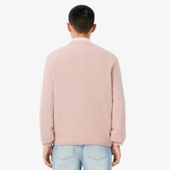 Lacoste miesten neulepusero K MONOCHROME CARDED WOOL NECK SWEATER, vaaleanpunainen