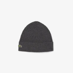 Lacoste miesten pipo, LACOSTE SOFT WOOL RIBBED BEANIE Harmaa