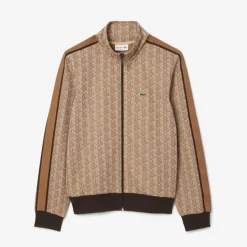 Lacoste Miesten Verryttelytakki, PARIS JACQUARD MONOGRAM ZIPPED Beige
