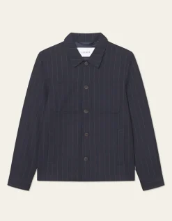 Les Deux miesten hybriditakki, MARSEILLE PINSTRIPE HYBRID JACKET Tummansininen