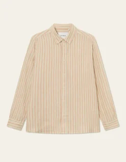 Les Deux Miesten Kauluspaita, KRISTIAN LINEN BD SHIRT Raidallinen Punainen