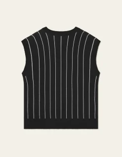 Les Deux miesten liivi, GASTON JACQUARD PINSTRIPE VEST Musta