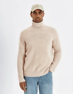 Les Deux miesten neule, EDDIE WOOL RIB ROLL NECK Luonnonvalkoinen