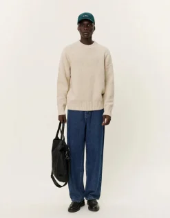 Les Deux Miesten Neulepusero, GARY FLECK WOOL ROUND NECK Luonnonvalkoinen