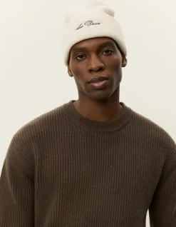 Les Deux miesten neulepusero Eddie Wool Rib Crewneck Knit, keskiruskea