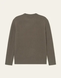 Les Deux miesten neulepusero Eddie Wool Rib Crewneck Knit, keskiruskea