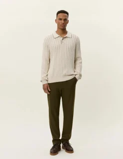 Les Deux miesten neulepusero, Bogart Rugby Polo Knit Beige
