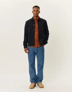 Les Deux Miesten Paitatakki, MARSEILLE HYBRID JACKET Tummansininen