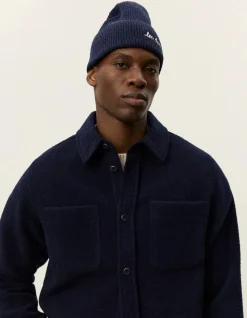 Les Deux miesten paitatakki, LENNON BOUCLE OVERSHIRT Tummansininen