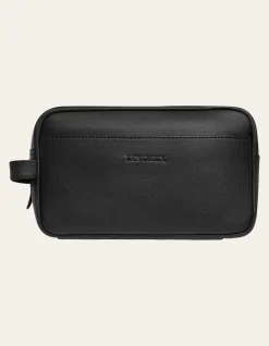 Les Deux toilettilaukku, LEATHER WASH BAG Musta