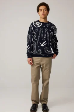 Makia miesten neulepusero Beam Knit, tummansininen