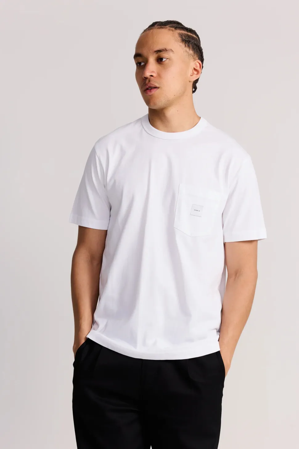 Makia miesten t-paita K Square Pocket t-shirt, valkoinen