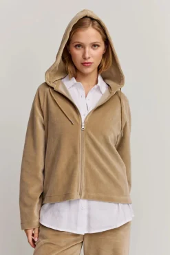 Makia naisten huppari Anne Zip Hoodie, vaalea beige