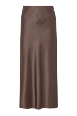 Malina naisten hame, AUBREE SATIN MAXI SKIRT Tummanruskea