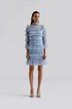 Malina naisten mekko, CARMINE FRILL LACE MINI DRESS Vaaleansininen
