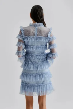 Malina naisten mekko, CARMINE FRILL LACE MINI DRESS Vaaleansininen