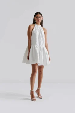 Malina naisten mekko, FLORA HALTERNECK MINI DRESS Valkoinen