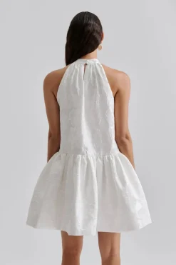 Malina naisten mekko, FLORA HALTERNECK MINI DRESS Valkoinen