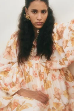 Malina naisten mekko, TYRA HIGH NECK BALLOON SLEEVE MINI DRESS Monivärinen Kuosi