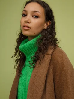 Manuela Conti Naisten Villakangastakki Baby Lama Kameli