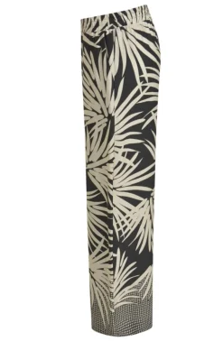 Milano Italy naisten housut, WIDLEG PANTS BLACK PRINT Musta Kuosi