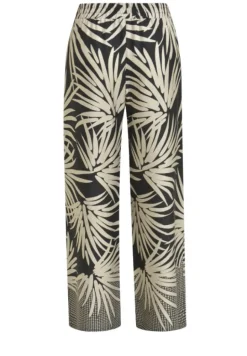 Milano Italy naisten housut, WIDLEG PANTS BLACK PRINT Musta Kuosi